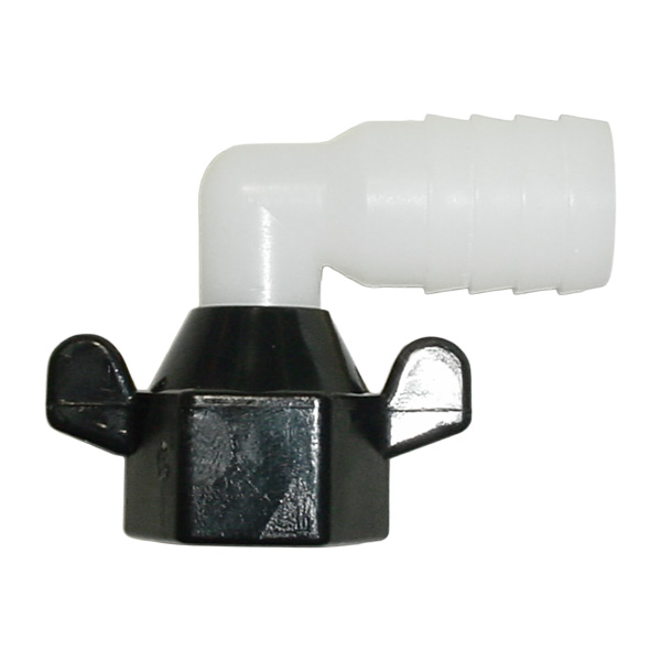 ナイロン ホースフィッティング 1/2"NPT [L型/19mmホース用] 343946