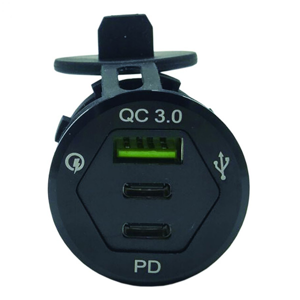 USB3.0 1ポート USB-C 2ポート パワーソケット 防水カバー付き 232055