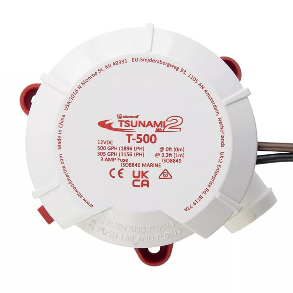 attwood 5606B-1 マニュアル ビルジポンプ 12V 500GPH TSUNAMI Mk2 256061