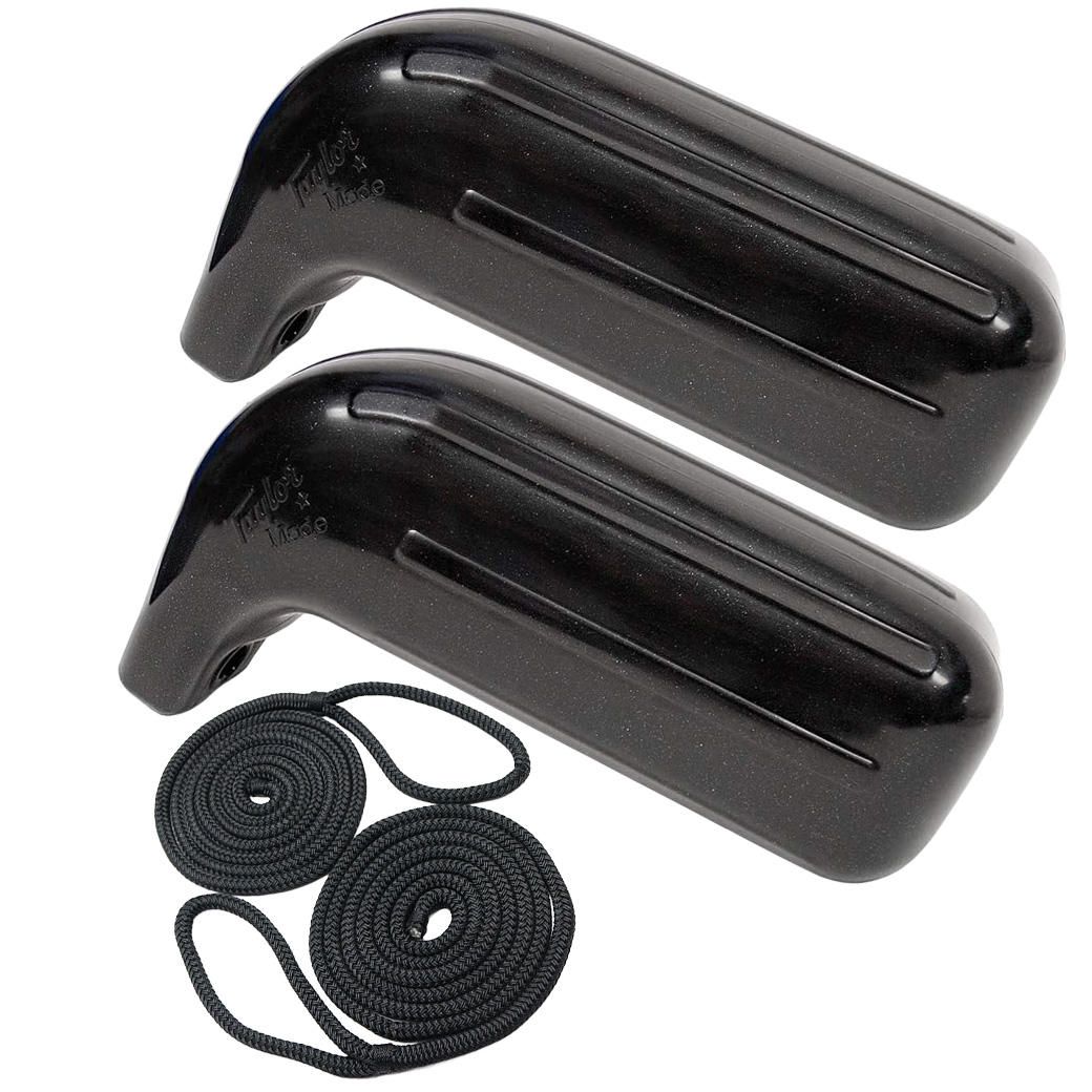 【セット】バスボート フェンダー L字型 ＆ フェンダーロープ セット ブラック 511544